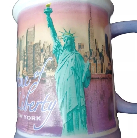 Statue of Liberty Museum Store New York Ceramic Coffee Mug Watercolors Purple - Picture 5 of 8